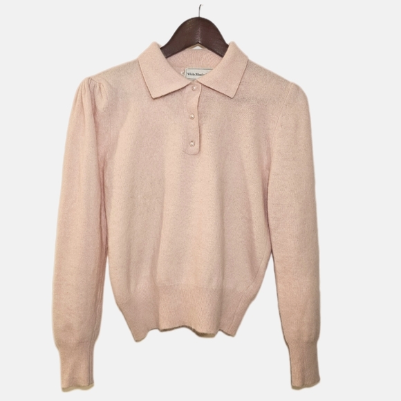 VTG | White Wheeler Martha Sweet Puff Sleeve Lambswool & Angora Puff Sleeve Polo - Picture 6 of 8